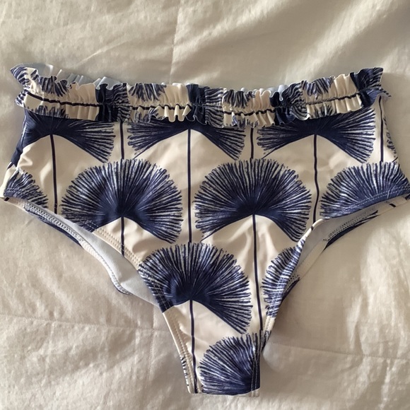 Blue palm leaf high waist bikini set with matching sarong size small never worn - Picture 7 of 9